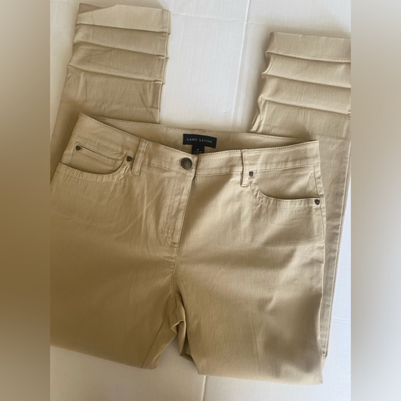 Larry Levine Classic Fit Stretch Pants Size 14 Khaki Color NWOT Comfort Casual - Picture 3 of 11